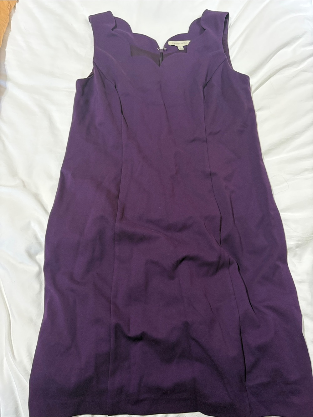 Purple  Scalloped Neck Sleeveless Sheath Dress
